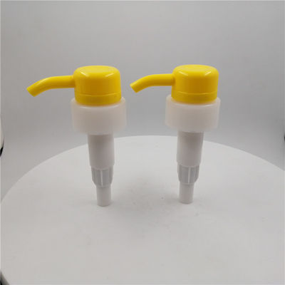 Yellow Ribbed Closure 4cc/T Child Resistant Lotion Pump Durable 33mm