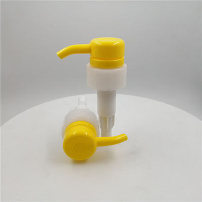 Yellow Ribbed Closure 4cc/T Child Resistant Lotion Pump Durable 33mm