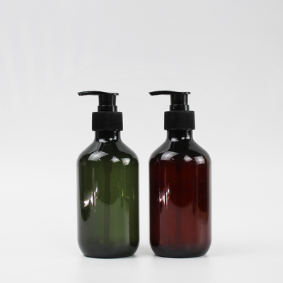 Manufacturer Wholesale Brown Gray 300ml Transparent Empty PET Plastic Shampoo Bottle With Pump Cap