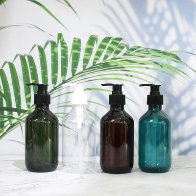 Manufacturer Wholesale Brown Gray 300ml Transparent Empty PET Plastic Shampoo Bottle With Pump Cap