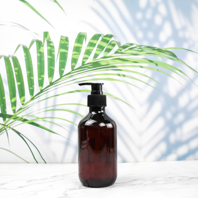 Manufacturer Wholesale Brown Gray 300ml Transparent Empty PET Plastic Shampoo Bottle With Pump Cap