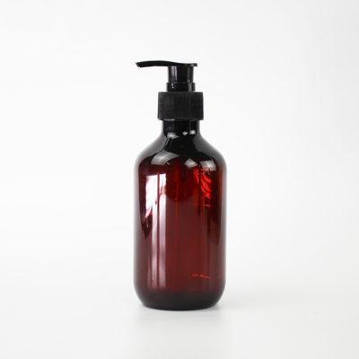 Manufacturer Wholesale Brown Gray 300ml Transparent Empty PET Plastic Shampoo Bottle With Pump Cap