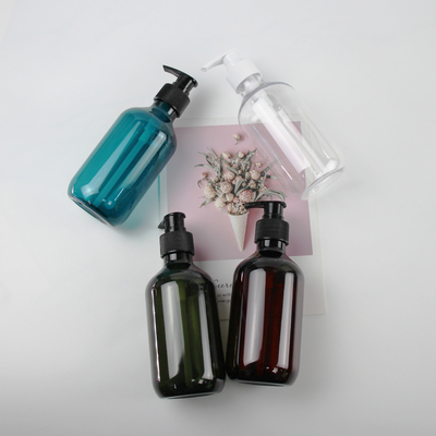 Manufacturer Wholesale Brown Gray 300ml Transparent Empty PET Plastic Shampoo Bottle With Pump Cap
