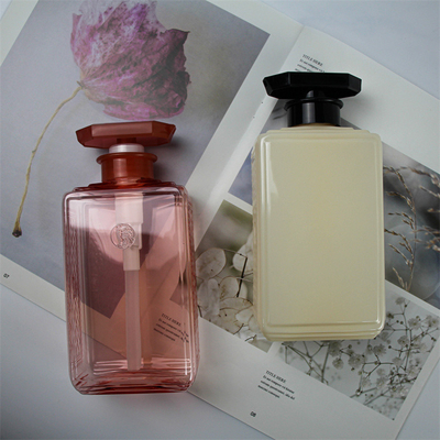 Printing 500ml PET Clear Empty Square Lotion Pump Bottle for Shampoo and Conditioner Bottles