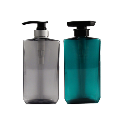 Printing 500ml PET Clear Empty Square Lotion Pump Bottle for Shampoo and Conditioner Bottles