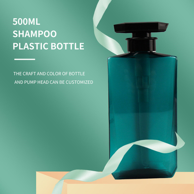 Printing 500ml PET Clear Empty Square Lotion Pump Bottle for Shampoo and Conditioner Bottles
