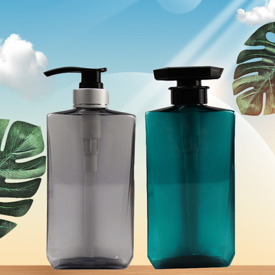Printing 500ml PET Clear Empty Square Lotion Pump Bottle for Shampoo and Conditioner Bottles