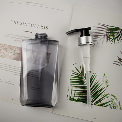 Printing 500ml PET Clear Empty Square Lotion Pump Bottle for Shampoo and Conditioner Bottles