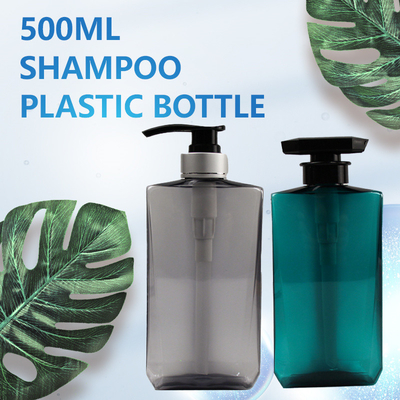 Printing 500ml PET Clear Empty Square Lotion Pump Bottle for Shampoo and Conditioner Bottles