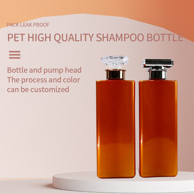 Orange 800ml Square Shampoo Bottle Offset Printing